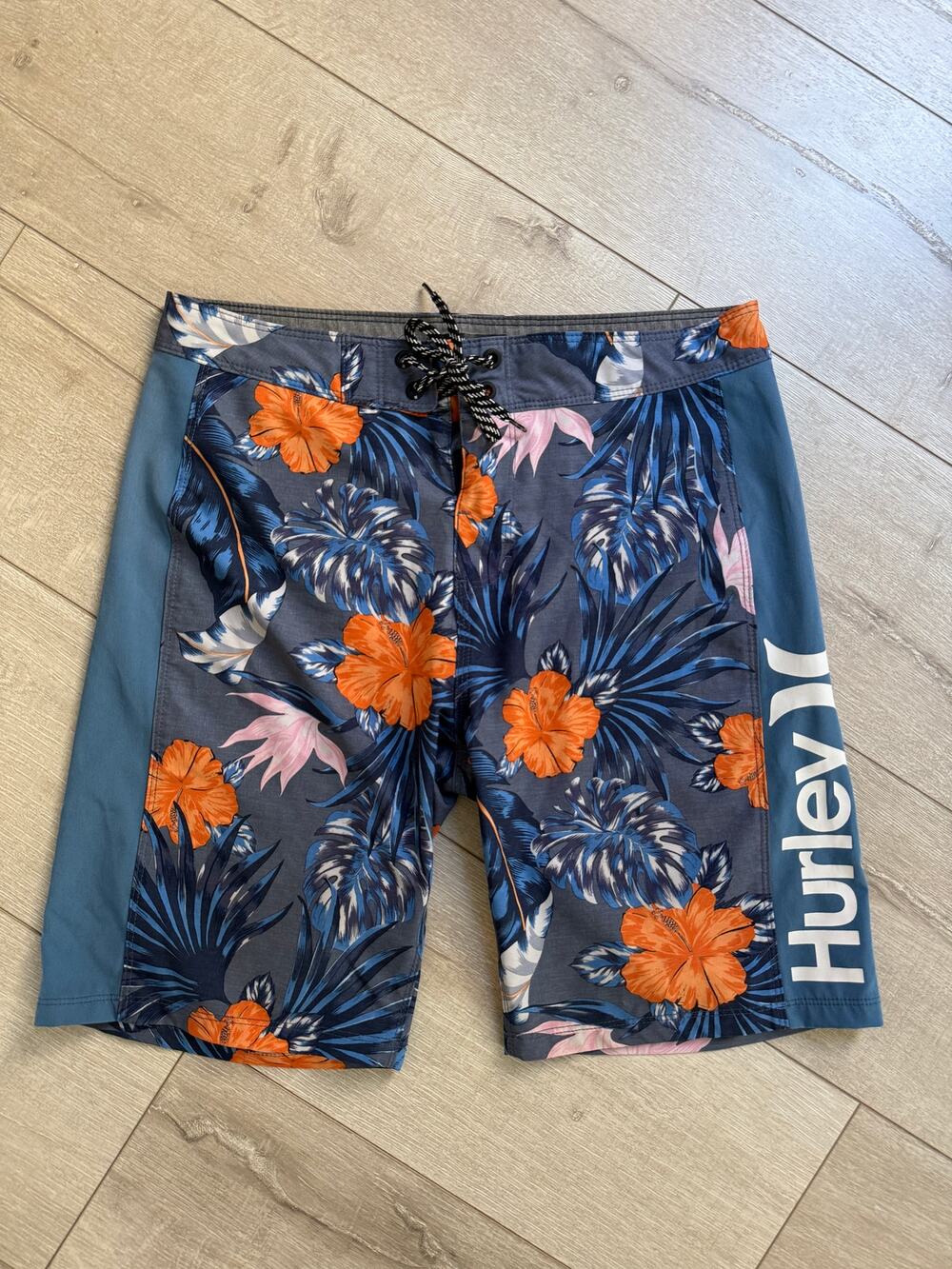 Hurley Men's Floral Surf Board Shorts Swim Trunks Size 30 Blue Orange Tropical
